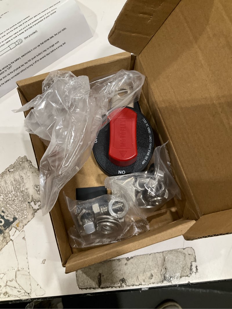 Condition photo showing As Is for Side Post Battery Disconnect Switch for GM Car Truck, Marine RV Camper Battery Switch 12V-48V Power Cut Off Heavy Duty 300A/900A (Waterproof, On/Off, Removable Knob)