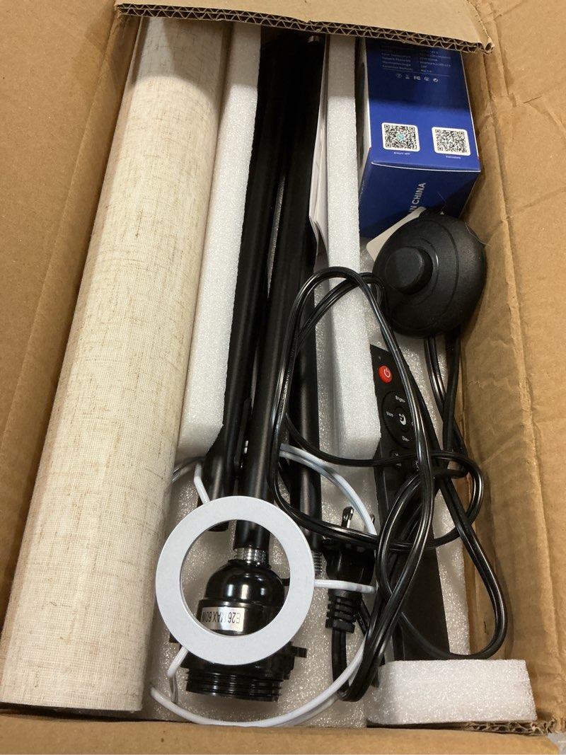 Condition photo showing Good Condition for frideko home floor lamp, color changing ambient lighting for living room & gaming decor, smart standing lamp with app & remote control, tall corner lamp for bedroom, 9w 800lm, foot switch, beige shade beige 1_pack