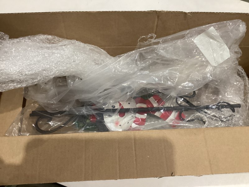 Condition photo showing New/Like New for Metal Freestanding Christmas Stocking Holder with Snowman and 8 Non Slip Hooks String Christmas Stocking Holder Stand for Xmas Decorations Indoor Outdoor Fireplace