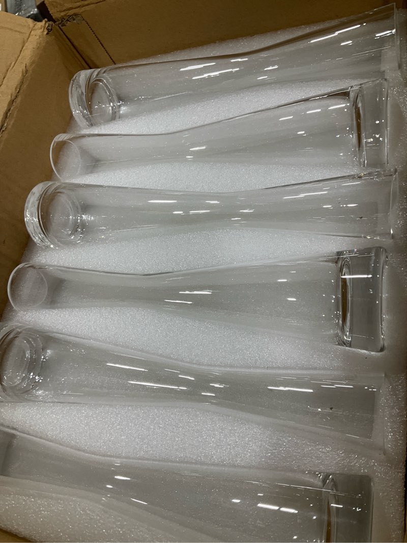 Condition photo showing New/Like New for Hewory Glass Bud Vases for Centerpieces Set of 18, Handmade Modern Clear Small Skinny Decorative Single Flower Vase, Minimalist Slim Floral Vase for Home Wedding Party Events Table Decor, 9.64" 18 9.64in