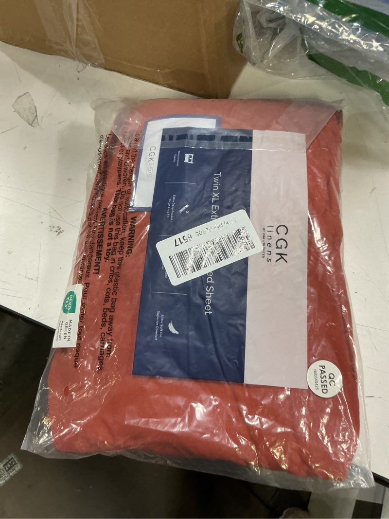 Condition photo showing New/Like New for Extra Deep Twin XL Fitted Sheet - Hotel Luxury Single Fitted Sheet Only - Easily Fits 18 inch to 24 inch Mattress - Ultra Soft, Wrinkle Free with Extra Deep Pockets - Breathable & Comfy - Terracotta Twin XL 28 - Terracotta