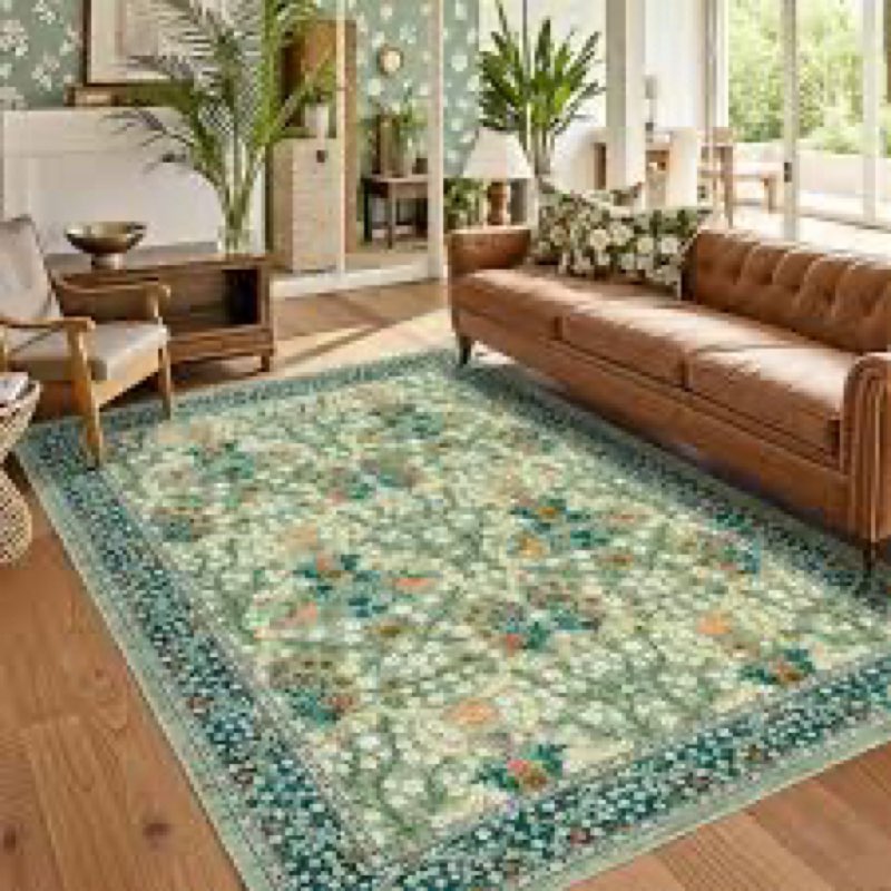 garveehome floral 8x10 rug large rugs for living room soft boho bedroom rugs, non slip botanical car(similar no same)
