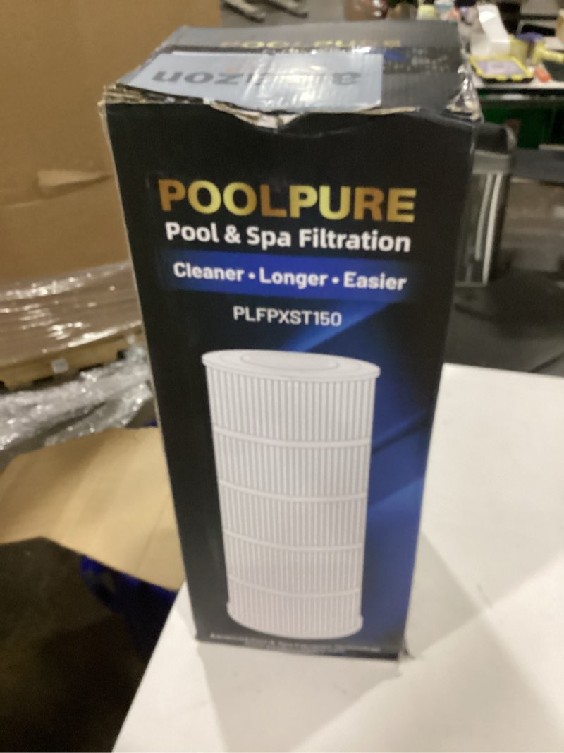 Condition photo showing New/Like New for poolpure plfpxst150 pool filter replaces hayward x-stream cc1500, ccx1500-re, pleatco pxst150, ultral-b3, unicel c-8316, filbur fc-1286, waterway pro clean 150, l x od: 23 1/4" x 8 15/16"
