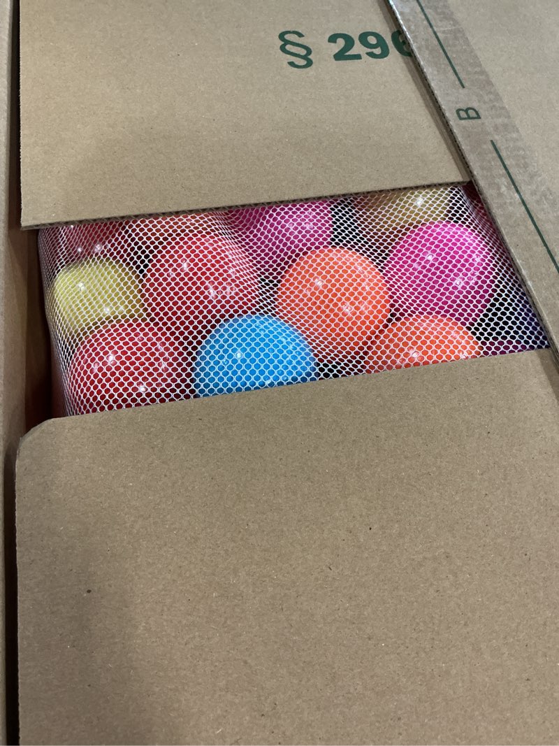 Condition photo showing New/Like New for amazon basics bpa free crush-proof plastic ball, pit balls with storage bag, toddlers kids 12+ months, pack of 400 balls, 6 bright colors 400 balls bright colors