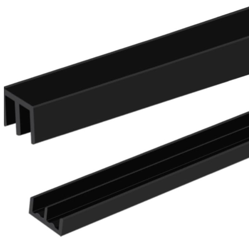 sliding door track, fit 1/4" thick panels, u channel rubber for sliding cabinet/closet door track, black, 4feet