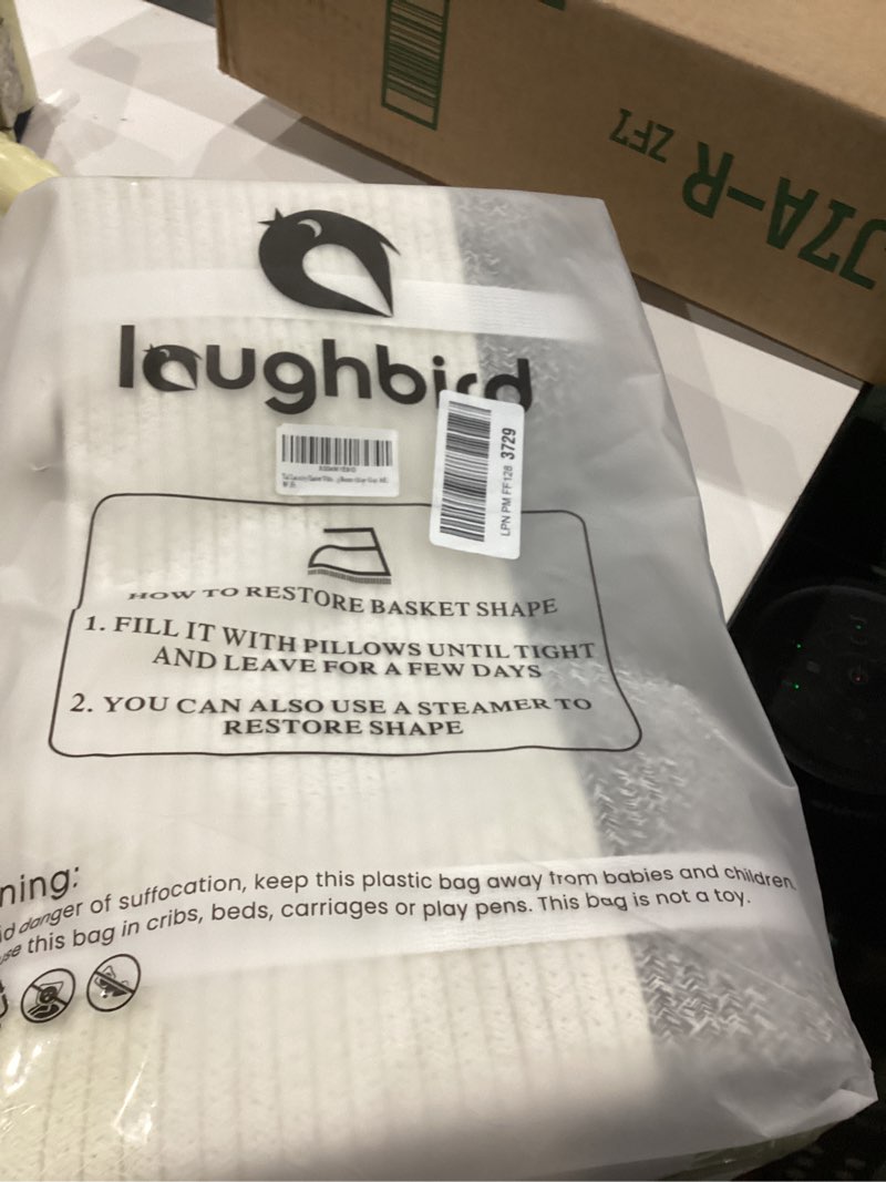 Condition photo showing New/Like New for Tall Laundry Basket With Handles,Woven Cotton Rope Big Laundry Hamper Sorters,Versatile Storage for Dirty Clothes,Baby Toys,and Blankets in Bathroom, Nursery,and Living Room (Silver Gray, 80L) Silver Gray 80L