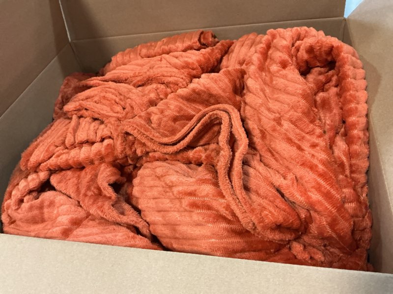 Condition photo showing Good Condition for Buryeah 12 Pcs Flannel Throw Blanket Bulk 50 x 60 in Sleepover Blanket Outdoor Wedding Throw Lightweight, Oeko-tex Standard 100 Certified for Sofa Homeless Gifts (Terracotta) 12 Terracotta