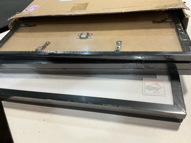 Condition photo showing Good Condition for upsimples 16x24 picture frame set of 5, display pictures 14x20 with mat or 16 x 24 without, wall gallery poster frames, black black 16x24