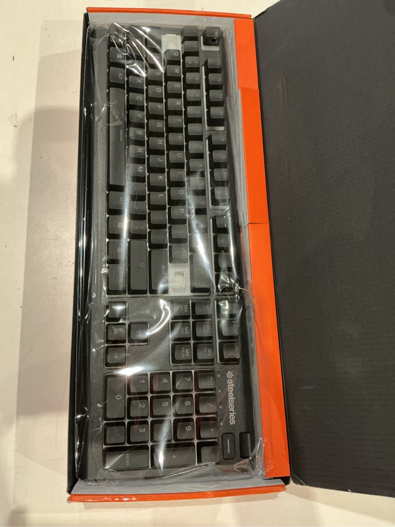 Condition photo showing Good Condition for steelseries apex 3 rgb gaming keyboard – 10-zone rgb illumination – ip32 water resistant – premium magnetic wrist rest (whisper quiet gaming switch) black apex 3 whisper quiet – tactile & silent