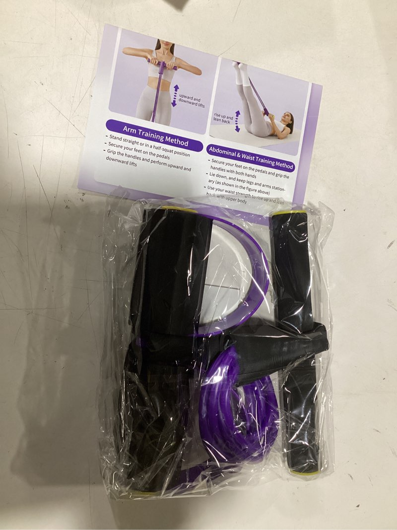 Condition photo showing New/Like New for Pedal Resistance Bands with Handles, Upgrade 6-Tubes Manual Tension Training Pedal, Natural Rubber Foot Pedal Resistance Bands, Multifunction Fitness Bands for Abdomen, Waist, Arm, Leg Purple