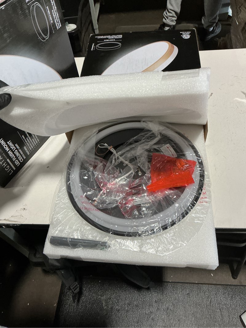 Condition photo showing Good Condition for 15 Inch Flush Mount Ceiling Light with Remote Control & Night Light, 5CCT Dimmable Ceiling Light Fixture, 35W 3500LM 2700K-6500K Adjustable LED Ceiling Lights for Bedroom Kitchen, White Gold 15 Inch White Gold