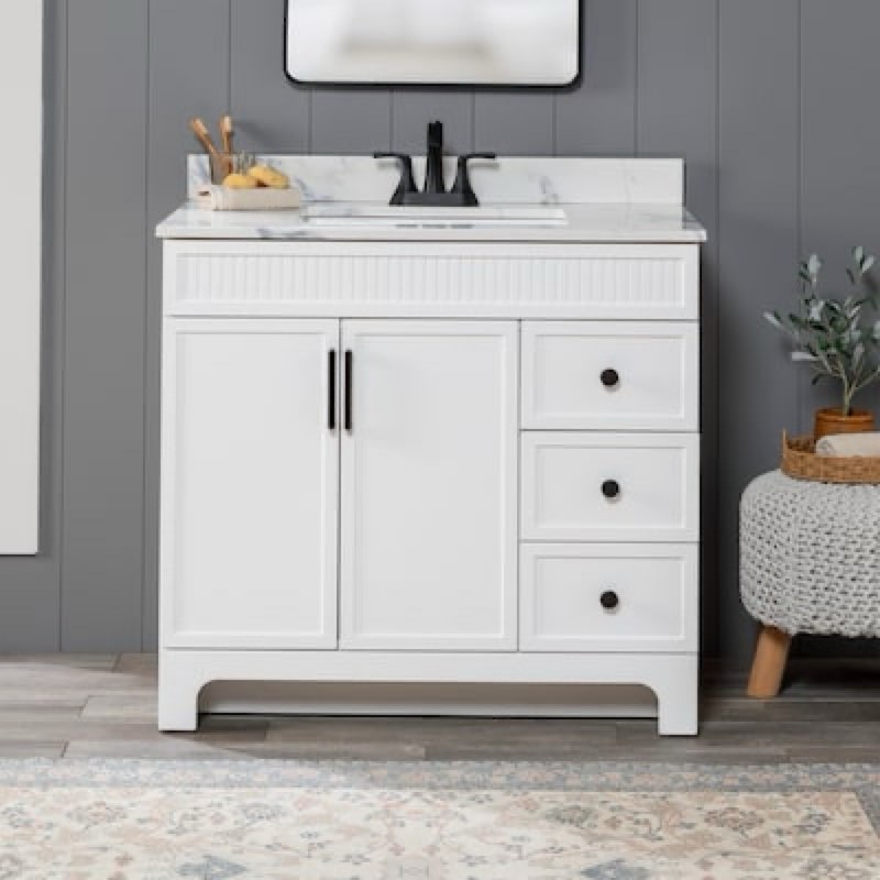 style selections leo 36-in true white bathroom vanity base cabinet without top
