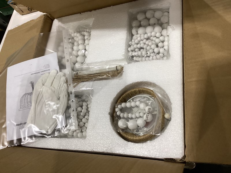 AGV LIGHTING Wood Bead Ceiling Light Fixture, Modern Flushmount Ceiling Light, D13.8 x H13, E12 Base