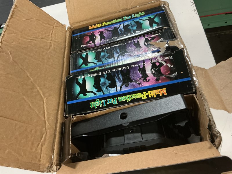 Condition photo showing Good Condition for stage lights 36 led par lights, u`king rgb par light uplights stage lighting indoor for christmas halloween music party disco wedding, remote control, dmx control sound activated party light 4 pack