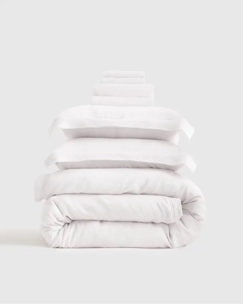 european linen deluxe bedding bundle, queen, white