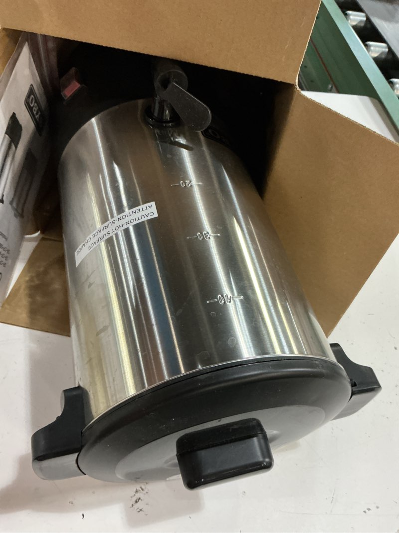 Condition photo showing As Is for sybo 6l commercial coffee maker, stainless steel coffee urn with cool-touch handles, electric coffee pot hot beverage dispenser, quick-brewing coffee urn, for events,party & catering - 45 cup 45cup-black