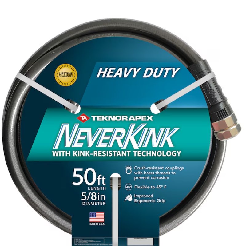 neverkink teknor apex 5/8 in x 50 ft heavy kink free vinyl gray coiled hose
