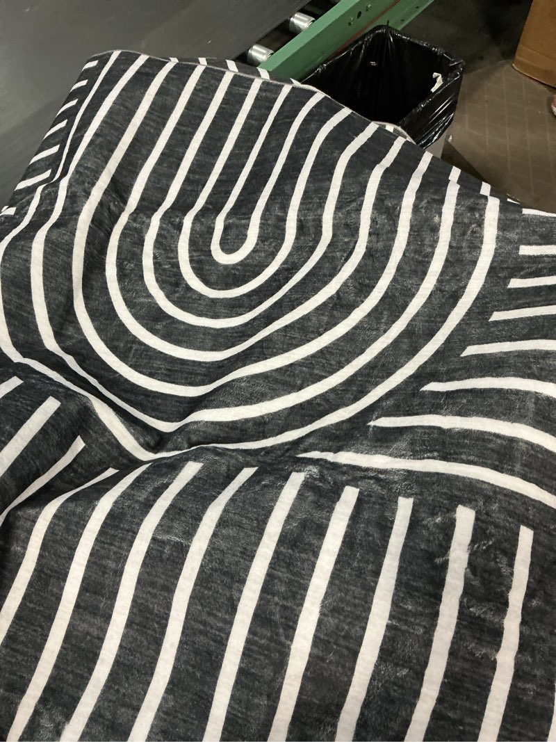 Condition photo showing Good Condition for royhome washable rug 8x10 area rugs for living room, abstract rug for bedroom, soft rainbow non slip throw rugs with rubber back, low pile stain resistant boho geometric carpet for dining room, black black 8' x 10' (rectangular)