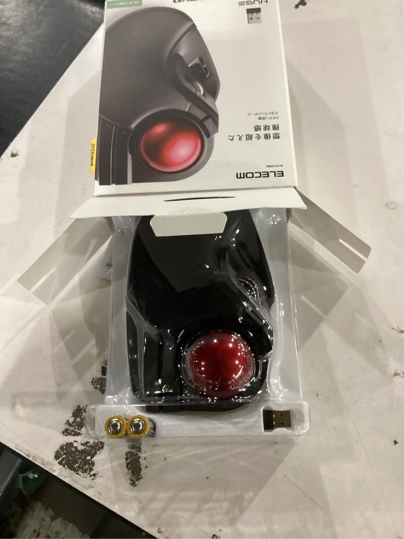 Condition photo showing New/Like New for elecom huge trackball, 2.4ghz wireless usb, index finger control, customizable 8-button, large soft palm rest, 52mm ball, windows pc mac (m-ht1drbk)