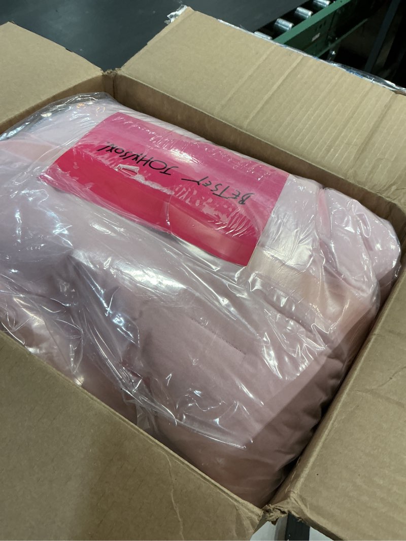 Condition photo showing Good Condition for Betsey Johnson - King Comforter Set, Super Soft Bedding with Matching Shams, Bonus Throw Included, Chic Bedding Essentials (Signature Hotel Solid Pink, King) King Signature Hotel Solid Pink