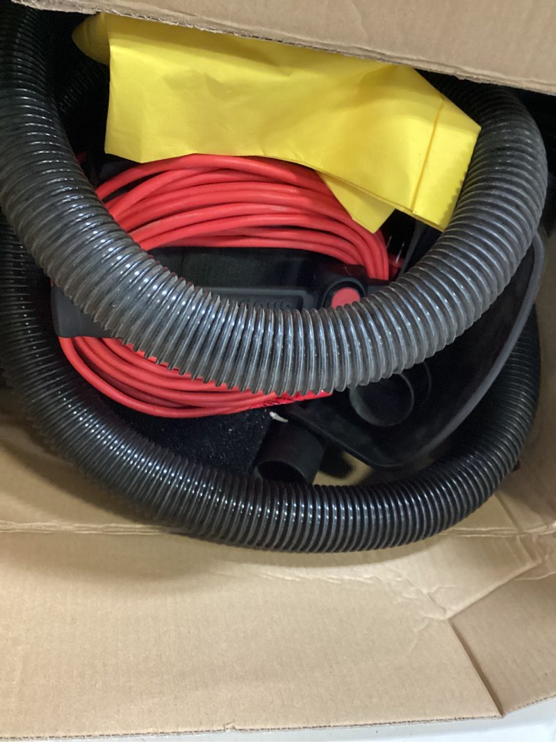 Condition photo showing As Is for shop-vac 4-gallon 6 hp corded wet/dry shop vacuum with accessories included