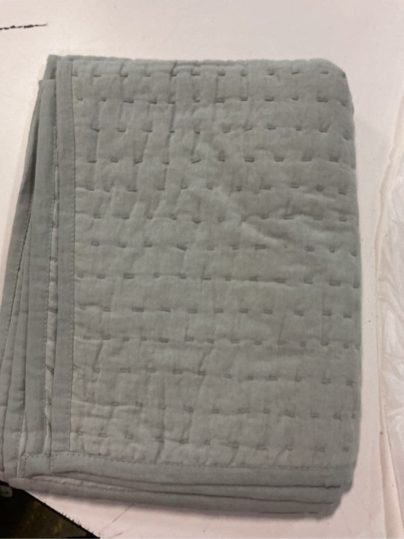 Condition photo showing Good Condition for european linen cotton stitch sham set, standard, mist