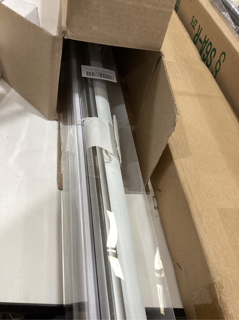 Condition photo showing As Is for ChrisDowa Cordless 100% Blackout Roller Shade, with Striped Jacquard, Thermal Insulated, UV Protection Fabric, Total Blackout Blinds for Window, French Doors, Home and Office. Beige, 29" W x 72" H 29"W x 72"H Beige