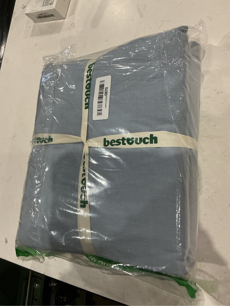 Condition photo showing Good Condition for bestouch  fitted sheet bedding - bottom sheet - breathable - 100% washed cotton linen-like - deep pocket fits mattress - fade resistant soft comfy - durable easy care cornflower blue cornflower blue