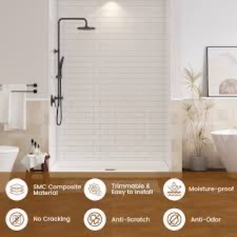 SMC PANELS WITH TEXTURED WHITE TILES 32”x96” 