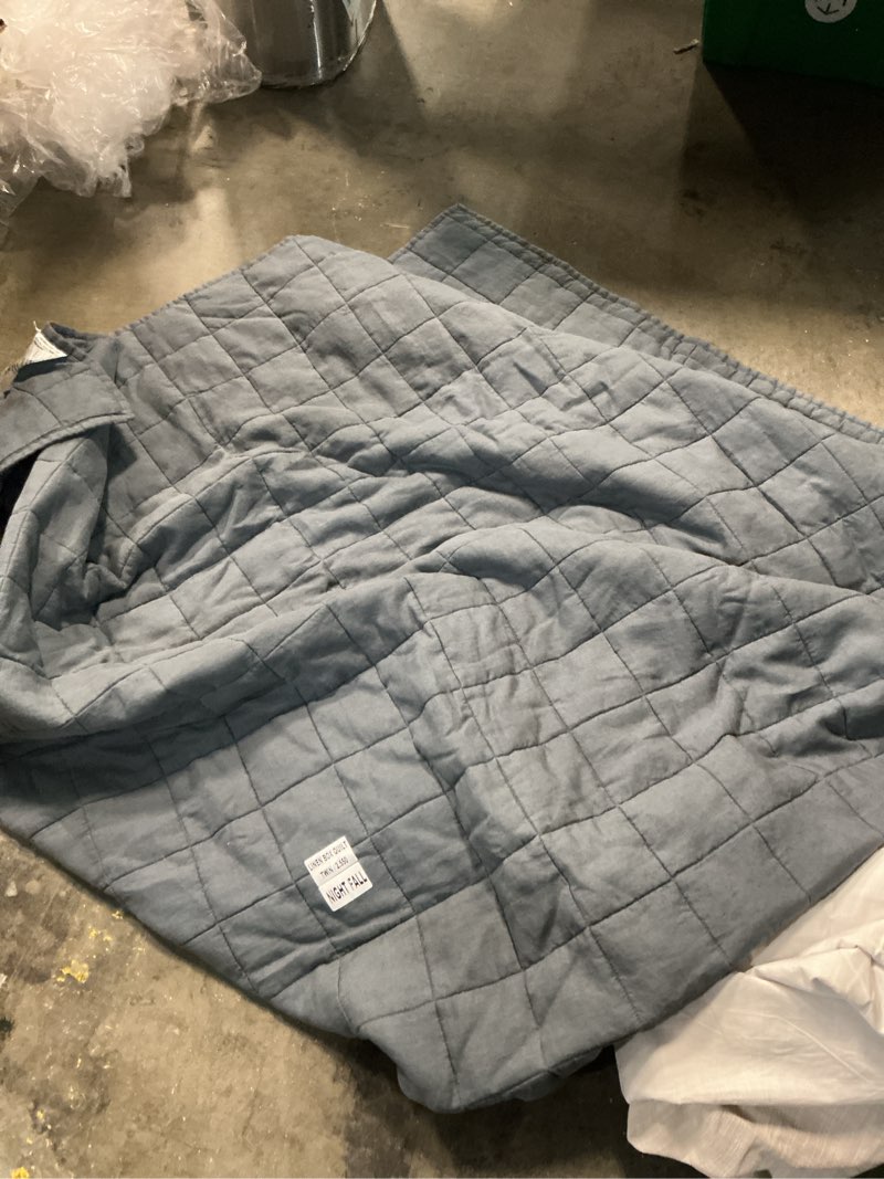 Condition photo showing As Is for european linen box quilt (twin size) 