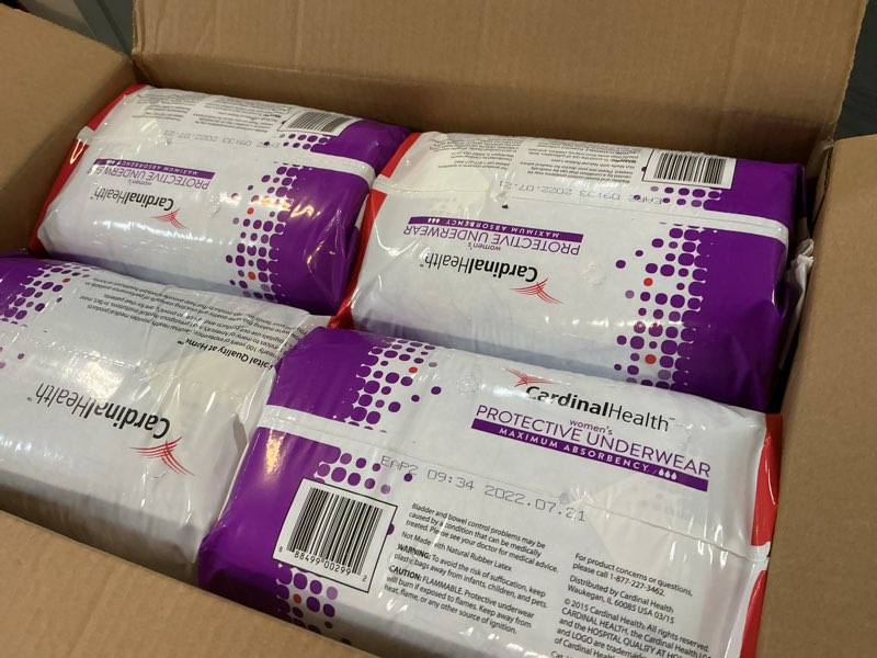 Condition photo showing New/Like New for Cardinal Health™ Women's Protective Underwear, Sure Care™ Super, Maximum Absorbency, White, Large, Case of 72 Large Case of 72