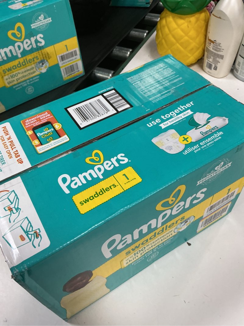 Condition photo showing New/Like New for Pampers Swaddlers Diapers, Size 1 (8-14 lbs), 96 Count, Absorbent, Keeps Baby Dry and Comfortable, Skin Safe Disposable Baby Diaper (Packaging May Vary)