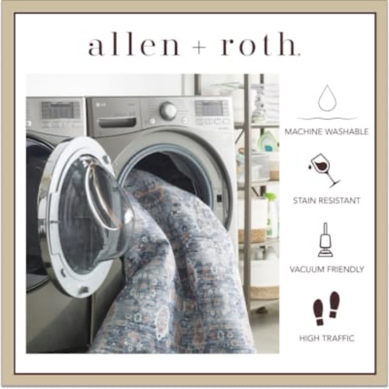 allen + roth Blue Traditional 5 x 8 (ft) Loomed Polyester Blue Rectangular Indoor