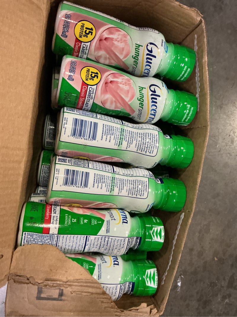 Condition photo showing New/Like New for  ( BBD : 01 /APR /2026 ) Glucerna Hunger Smart Diabetes Care Shake, Classic Strawberry, Diabetic Meal Replacement to Support Blood Sugar Management, 15g Protein, 180 Calories, Ready to Drink, 10 Fl Oz, 24 Pack
