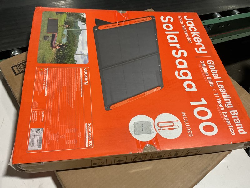 Condition photo showing As Is for Jackery SolarSaga 100W Bifacial Portable Solar Panel for Explorer 240/300/500/1000/1500 Power Stations, Foldable Solar Cell Solar Charger with USB Outputs for Phones, Rooftops, Outdoor Camping and RVs