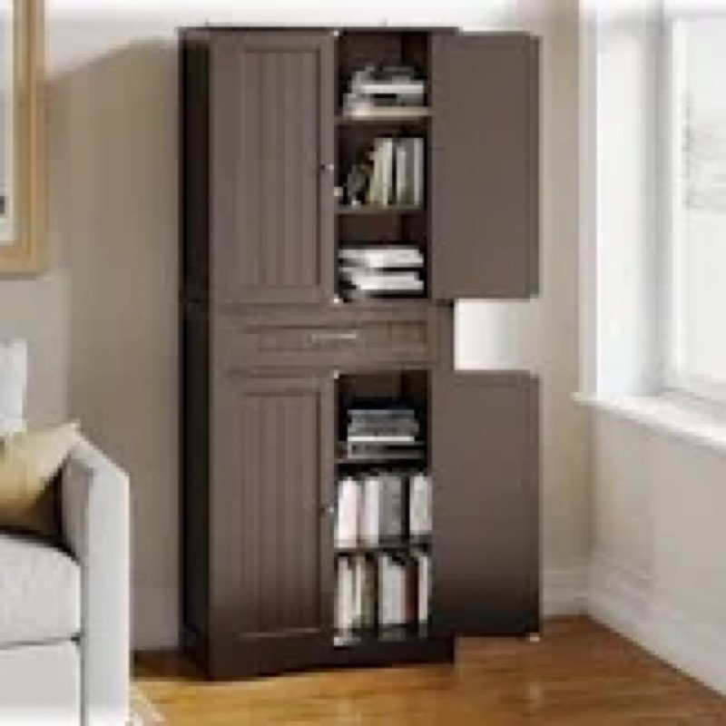 Orys 71'' Freestanding Pantry Cabinet with Drawer, Adjustable Shelves, Magnetic Doors, and Anti-Tip Design