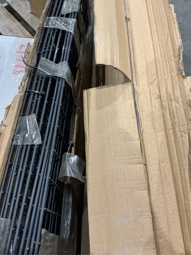 Condition photo showing As Is for 10 panels metal no dig dog fence outdoor for yard, animal barrier fence rustproof metal wire panel border for dog, garden fenceing panels temporary ground stakes for yards,patio