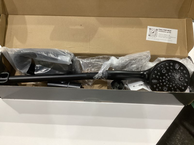 Condition photo showing New/Like New for Hand Shower with Slide Bar, High Pressure 10 Setting Handheld Shower Head, Adjustable Height 24" Slide Bar, Wall Supply Elbow and 6.6ft Extra Long Shower Hose - Matte Black