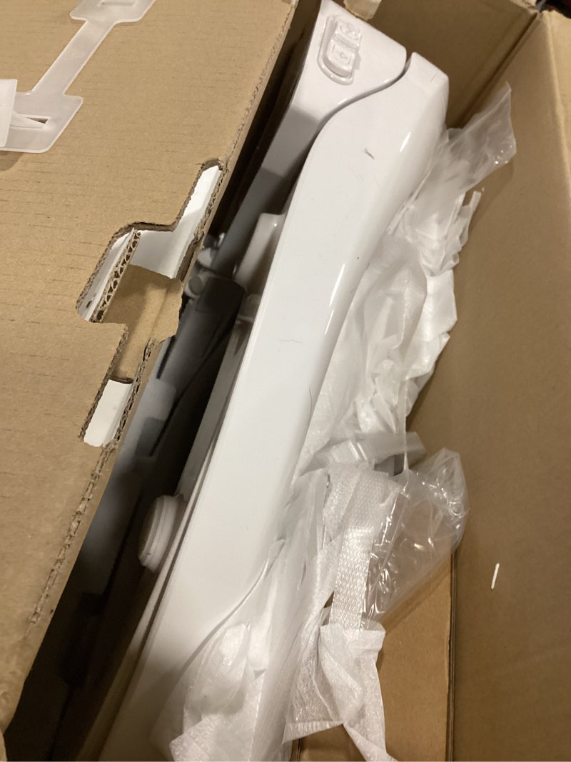Condition photo showing As Is for LEIVI Electric Bidet Toilet Seat with Wireless Remote and Side Panel, Multiple Spray Modes, Adjustable Heated Seat, Warm Water and Air Dryer, Auto LED Nightlight, Elongated White Oval