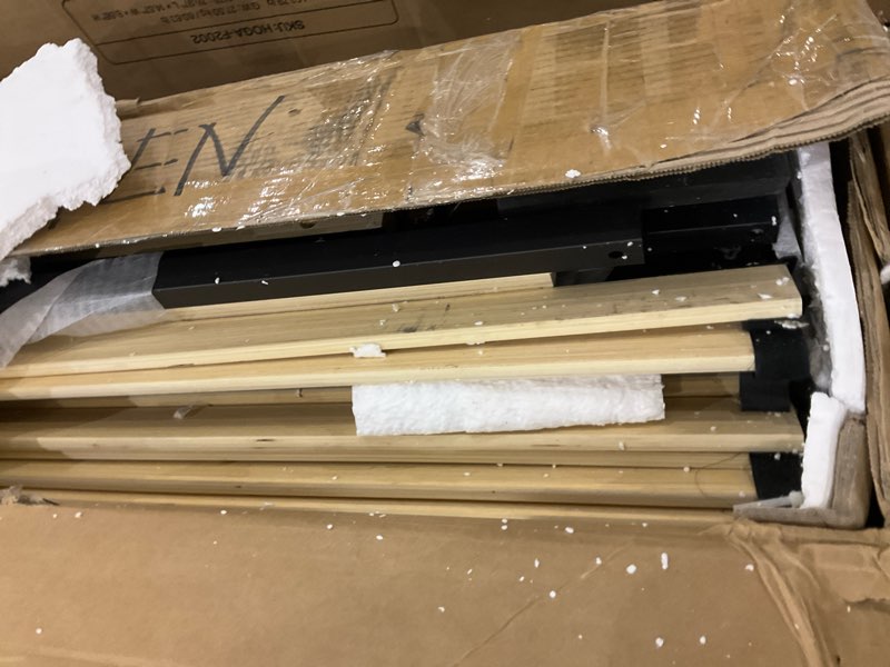 Condition photo showing As Is for IDEALHOUSE Platform Bed Frame Full Size,Wooden Slat Support,No Box Spring Needed, Easy Assembly,Walnut Walnut Full