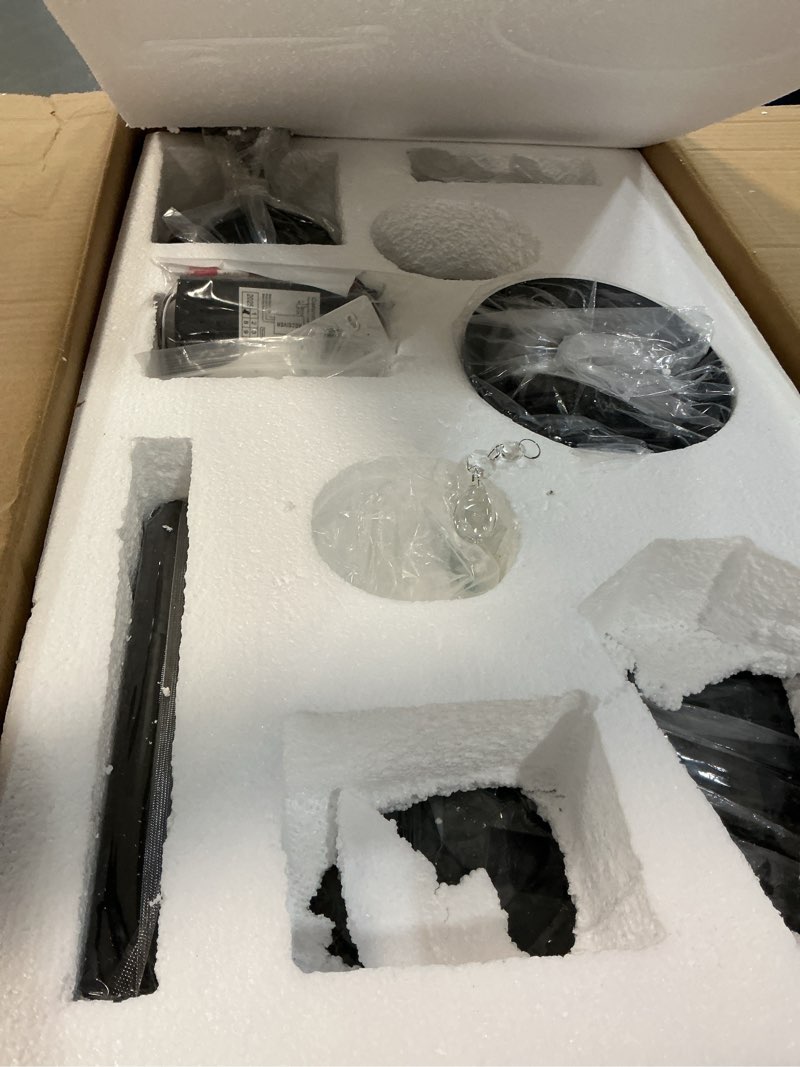 Condition photo showing Good Condition for Crystal Chandelier Ceiling Fan with 3-Light, Farmhouse Fandelier with Remote - Silent AC Motor, K9-Crystal, Wood Blades, 3-Speed and Timing, Energy-Efficient Ceiling Fans for Living Room (52" Black)