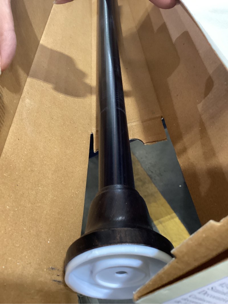 Condition photo showing As Is for allen + roth 42-in to 72-in oil rubbed bronze tension single straight adjustable shower curtain rod