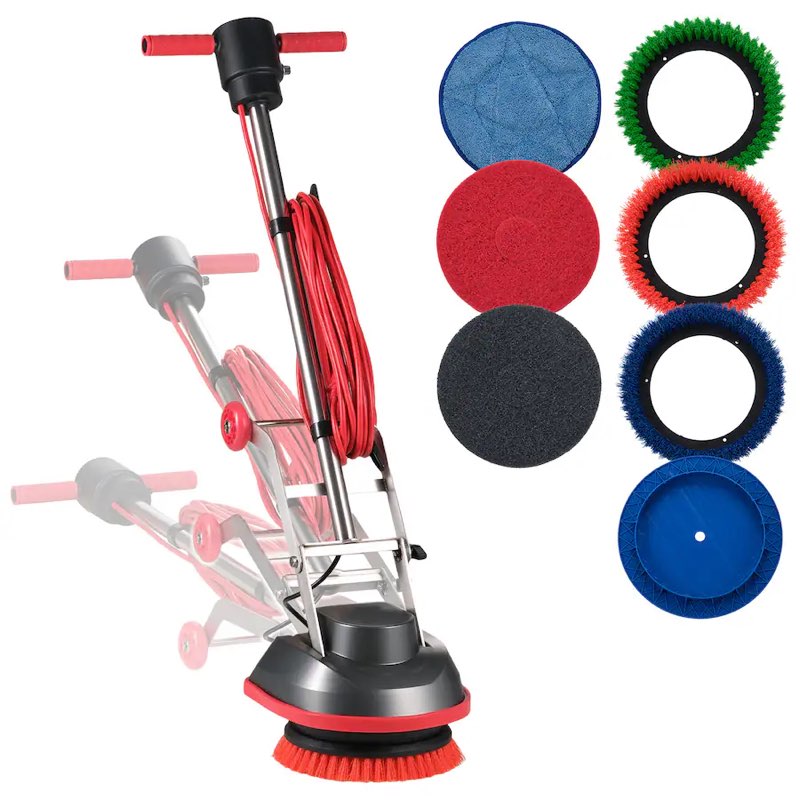 vevor - commercial floor scrubber machine, heavy duty floor cleaner polisher with 2 wheels, professional electric carpet - silver,orange