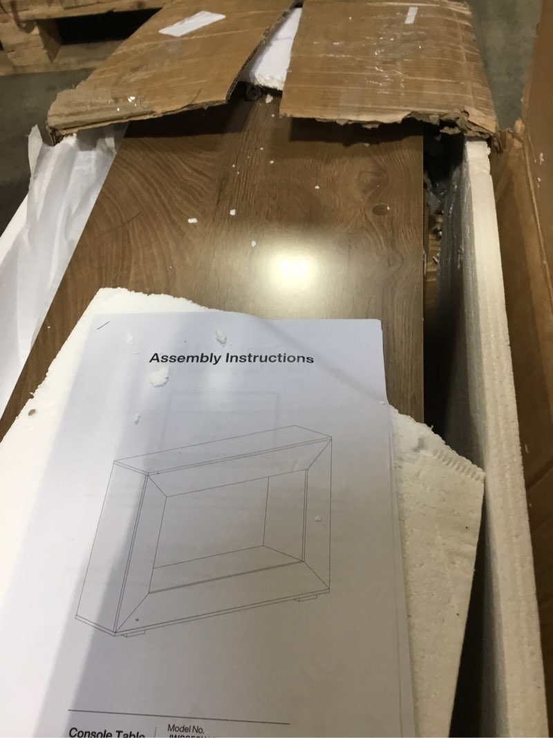 Condition photo showing As Is for Tribesigns Farmhouse Console Table, 47 Inches Entryway Console Table with Storage, Industrial Hallway Accent Table for Living Room, Entrance Natural Wood