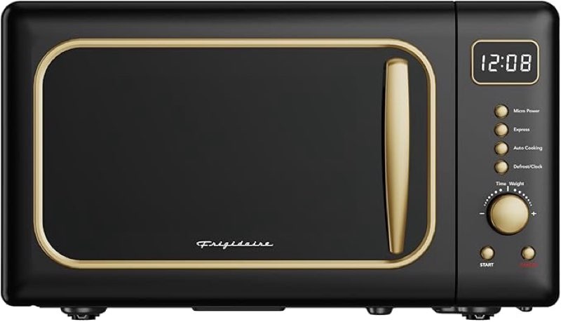 frigidaire emw788retro 0.7 cu. ft. retro microwave, black-gold