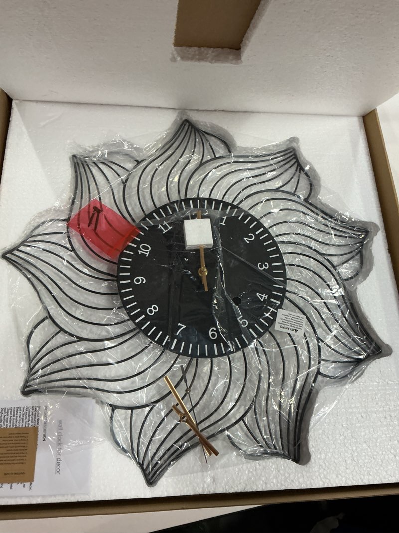 Condition photo showing New/Like New for 22 Inch Flower Wall Clock, Silent Non-Ticking Battery Operated Modern Decorative Metal Wall Clocks for Living Room, Bedroom, Kitchen, Office A - Flower Shape