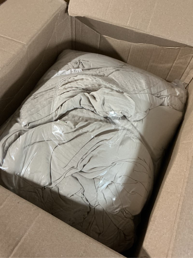 Condition photo showing As Is for phf ultra soft waffle weave comforter set california king size, 3 pieces lightweight breathable comfy bedding set, comfy textured 1 comforter with 2 pillow shams, linen california king linen
