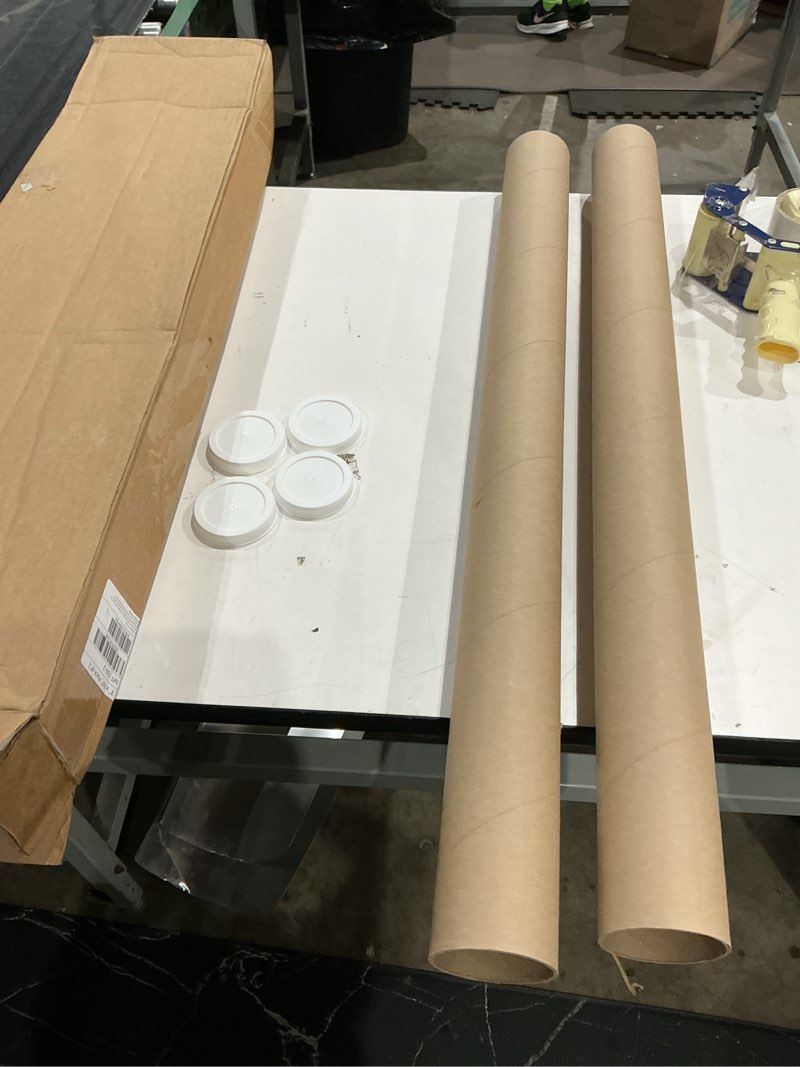 Condition photo showing As Is for 3" x 36" heavy duty reinforced kraft paper mailing tube, pack of 2 tubes with 4 caps – secure usps approved poster tube – made in usa cardboard tube for shipping and storing posters, prints, artwork inside diameter: 3" length: 36"