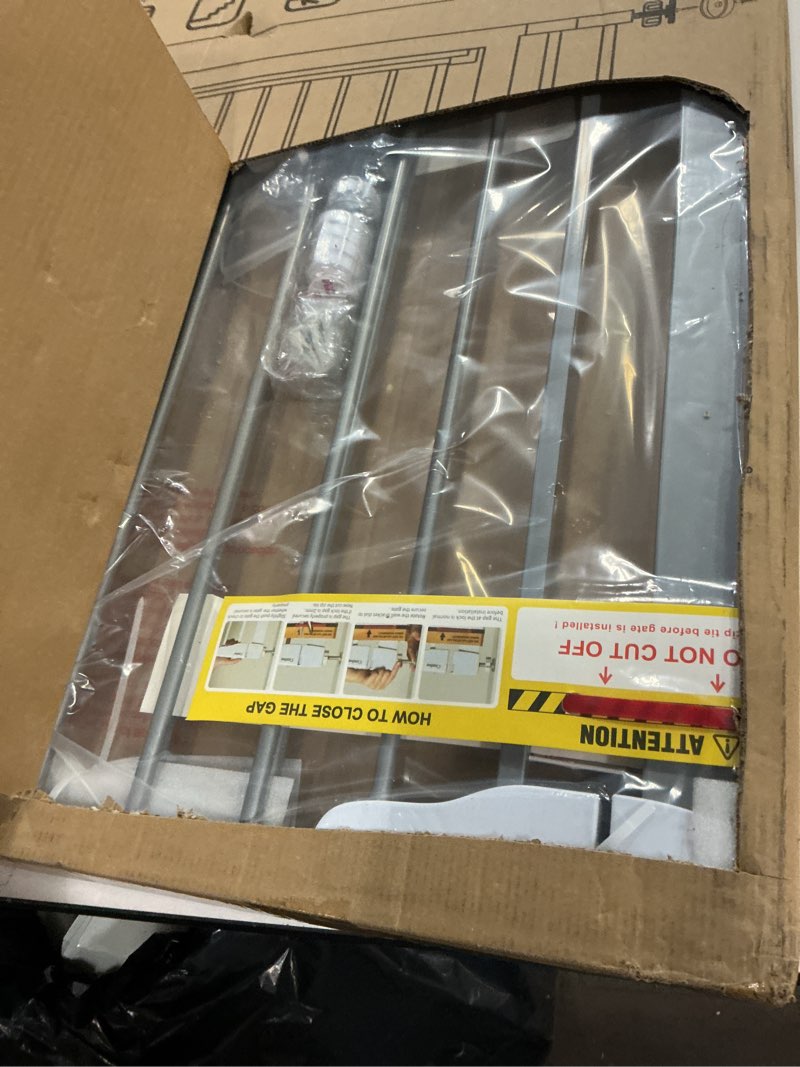 Condition photo showing Good Condition for Cumbor 29.7-46" Baby Gate for Stairs, Gifts for Mom-Auto Close Dog Gate for The House, Easy Install Pressure Mounted Pet Gates for Doorways, Easy Walk Thru Wide Safety Gate for Dog, Gray Gray 29.7-46"W x 30.5"H