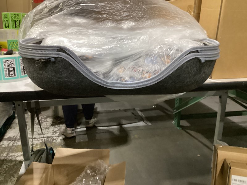 Condition photo showing New/Like New for ringtail peekaboo cat cave donut for multiple & large cats up to 30-45 lb, 3-in-1 self warming cat bed tunnel with 2 soft fluffy fleece pet blankets, scratch, detachable & washable (dark gray, large)
